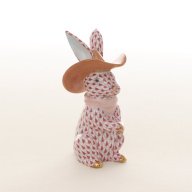 Herend Cowboy Bunny Rabbit Red Fishnet Porcelain Figurine 16096000-VHP2