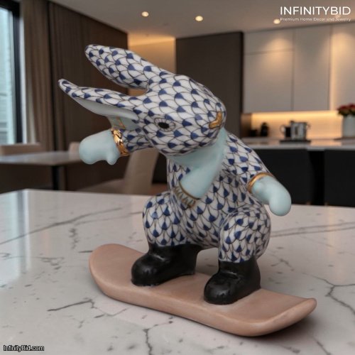 Herend Snowboarder Bunny – Cobalt Blue Fishnet – SKU: 16448000-VHB4