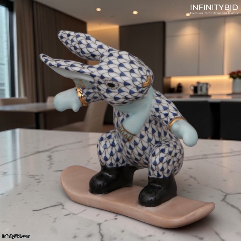 Herend Snowboarder Bunny – Cobalt Blue Fishnet – SKU: 16448000-VHB4