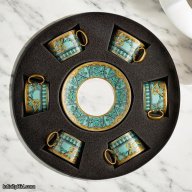 Versace La Scala del Palazzo Verde Tea Cup Set – Set of 6 Porcelain | Cups & Saucers | Made in Germany
