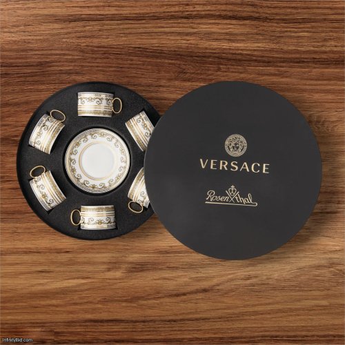 Versace Virtus Gala White Tea Cup & Saucer Set – 6-Piece Luxury Porcelain Tea Set 19335-403730-29253