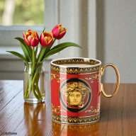 Versace Medusa Red Mug Set – Set of 6 Porcelain | Cylindrical Design | Made in Germany