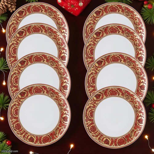 Set of 8 – Versace Medusa Garland Red Breakfast Plates (21 cm) – Porcelain Coup Plates Item Number: 19335-409958-10221