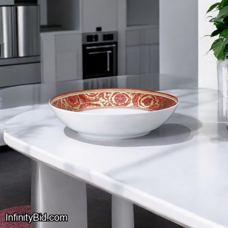 Versace by Rosenthal Medusa Garland Red Deep Soup Plates – Set of 6 | 22 cm Premium Porcelain SKU: 19335-409958-103