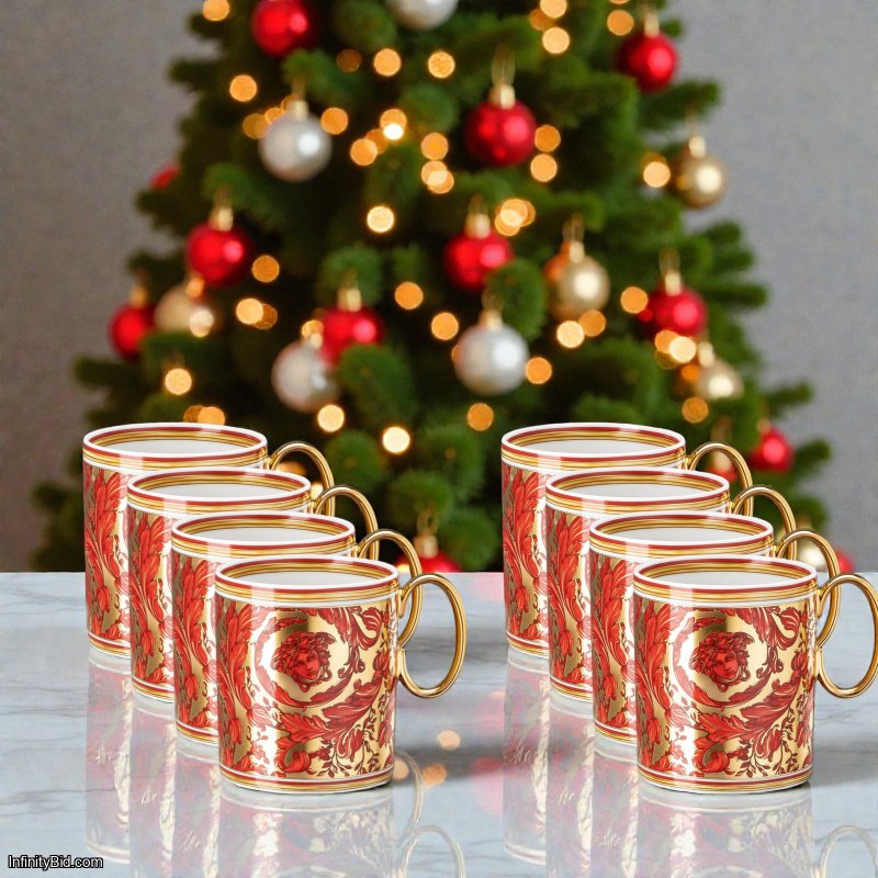 Versace Medusa Garland Red – Mug with Handle (Set of 8)
