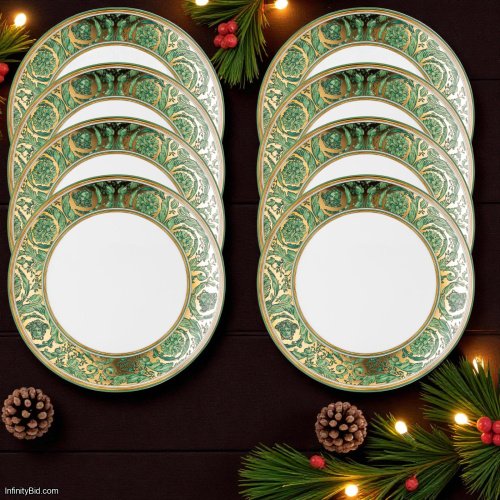 Set of 8 – Versace Medusa Garland Green Breakfast Plates (21 cm) – Porcelain Coup Plates Item Number: 19335-409959-10221