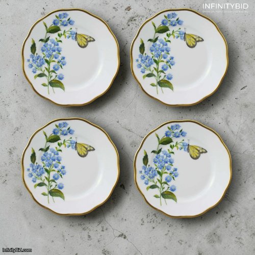 Set of 4 Herend Dessert Plates – Hand-Painted Fine Porcelain – SKU: 20515000-FLA-AS