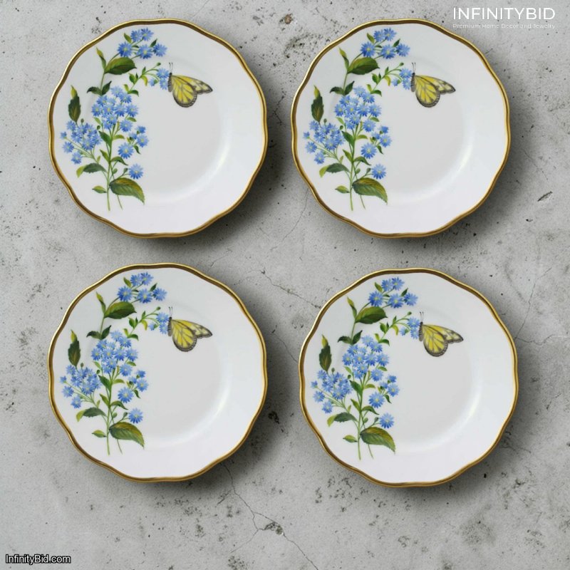 Set of 4 Herend Dessert Plates – Hand-Painted Fine Porcelain – SKU: 20515000-FLA-AS