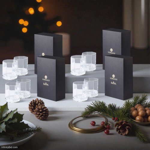 Set of 8 – Versace Medusa Lumiere Whisky Tumblers (Crystal, 0.24 L)