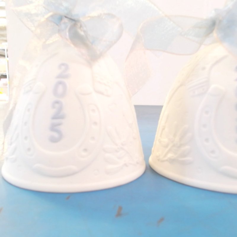 Lladró 2025 Christmas Bell Set of 4 SKU 01018484 | Limited Edition | Scandinavian Design | Handcrafted Porcelain | Organza Ribbon | Special Gift Box | Display Condition Perfect