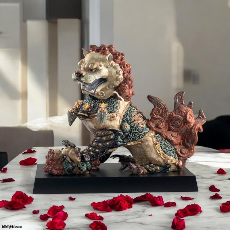 Lladró Guardian Lioness Sculpture – Red | Limited Edition High Porcelain Masterpiece SKU: 01001992