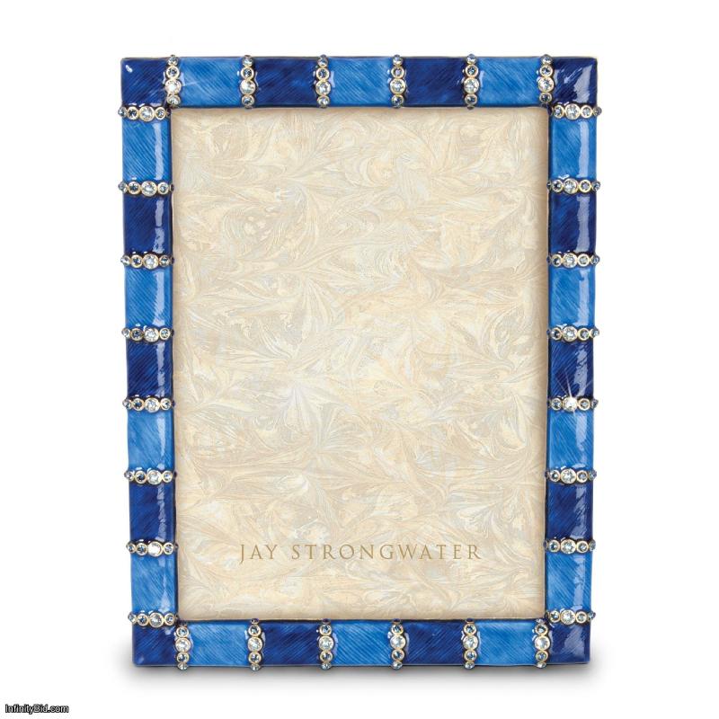 Jay Strongwater Pierce Striped 5" x 7" Frame - Delft Garden SPF5777-284