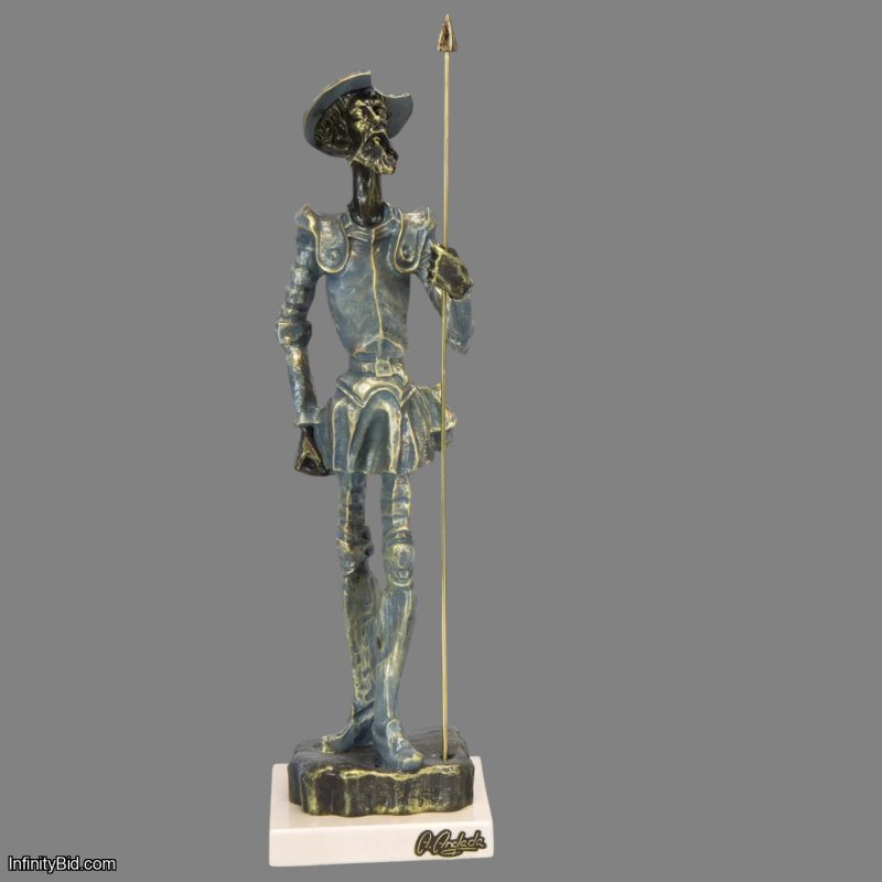 Anglada "Don Quixote and Sancho Panza" – Handcrafted Spanish Bronze Patinated Sculpture Set