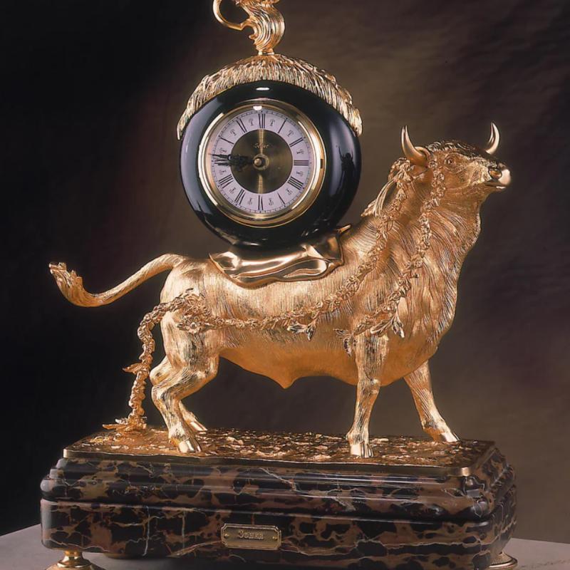 Bull Mantel Clock Soher GOLD
