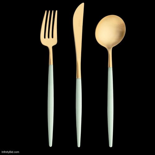 Cutipol GOA Celadon Gold 24-Piece Cutlery Set – Matte Brushed Gold Plated Flatware for 6 People