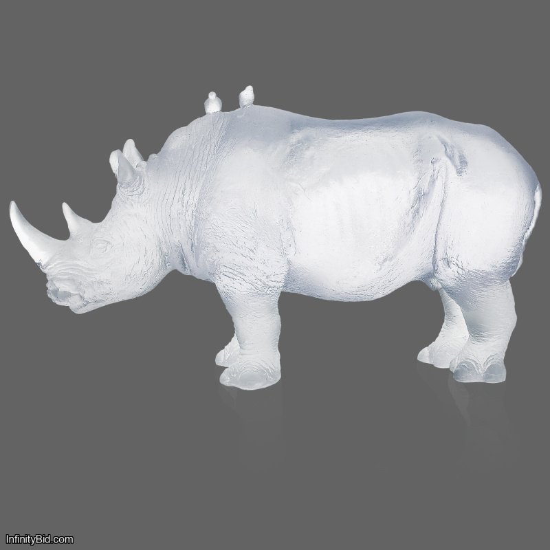 Daum "White Rhinoceros" Sculpture by Jean-François Leroy – Limited Edition SKU: 03400