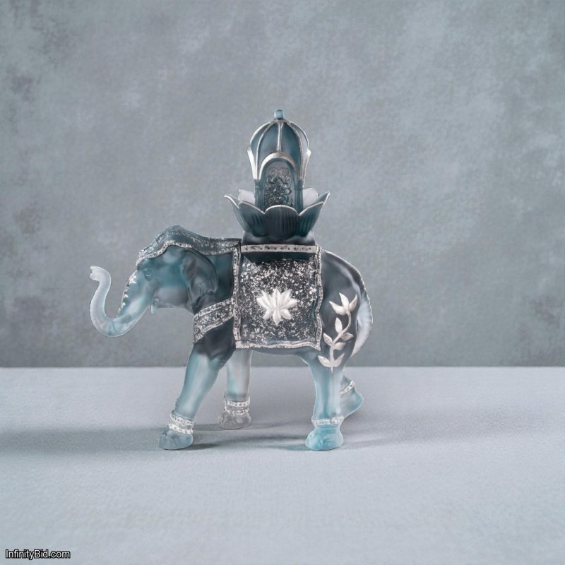 Daum “Shalmara” Elephant – Blue-Grey with Palladium Finish | Limited Edition (25 Pieces) SKU: 05878-1