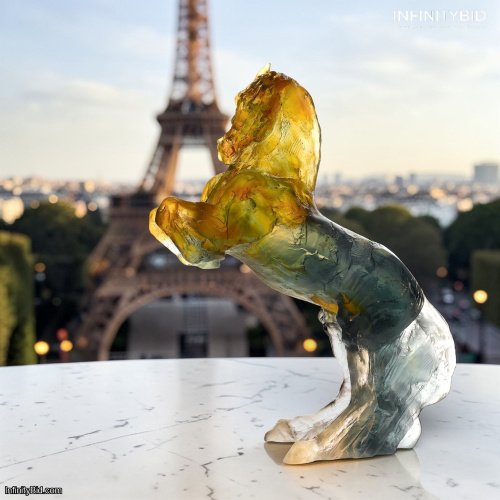 Daum Balthazar Horse Amber and Grey – Limited Edition of 275 by Jean-Louis Sauvat – SKU: 05152