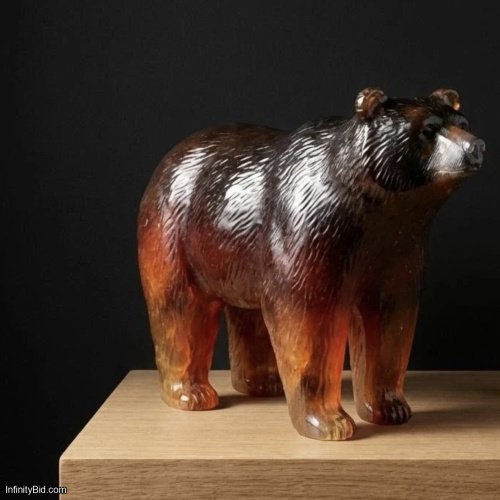 Daum Bear Crystal Sculpture – Radiant Dark Amber Edition SKU: 05423