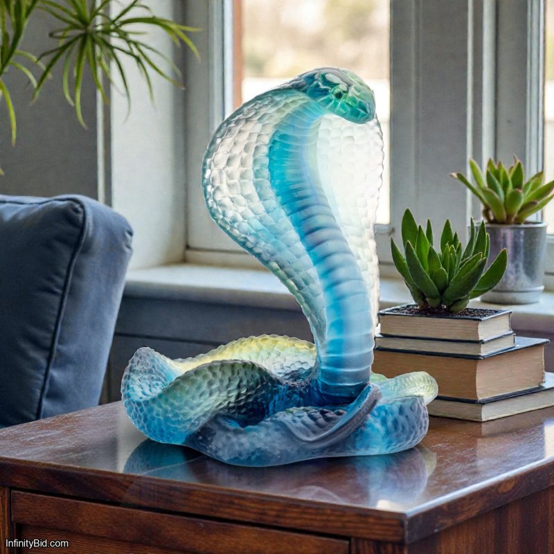 Daum Blue Naja Snake – Limited Edition Crystal Sculpture SKU: 05773-1
