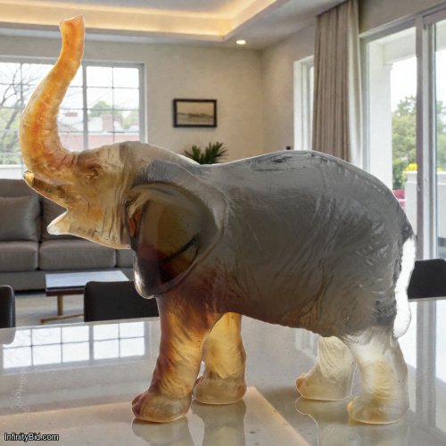 Daum Elephant in Amber & Green Crystal by Jean-François Leroy – Pâte de Verre Art Sculpture – SKU 03238-1