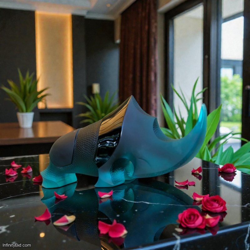 Daum Gé Pellini Ongava Rhinoceros – Blue SKU: 05775 Limited Edition: 125 pieces