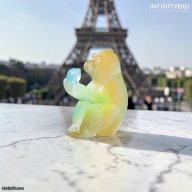 Daum Horoscope Monkey with Peach – Yellow and Green Crystal – SKU: 05556