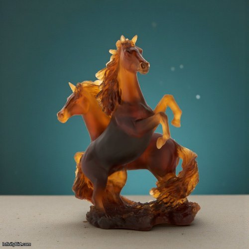 Daum Crystal '2 Horses Cavalcade' Sculpture | SKU: 05687
