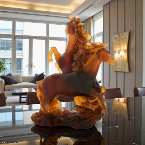 Daum Crystal '2 Horses Cavalcade' Sculpture | SKU: 05687