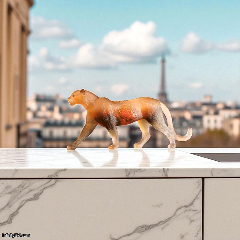 Daum Jaipur Panther Crystal Sculpture Citrine Eyes | Patrick Rougereau Collection  SKU: 05796-2