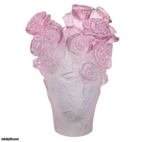 Daum Rose Passion Mini Vase - Green and Pink French Crystal  SKU: 5264-1/C