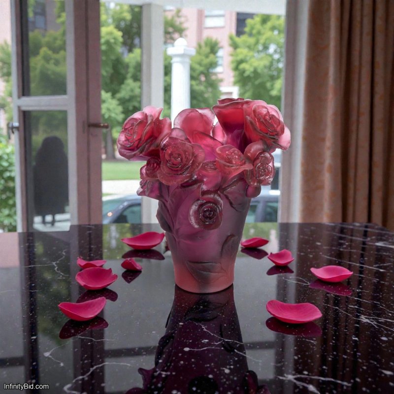 Daum Rose Passion – Small Vase (Red & Purple) SKU: 05287-5