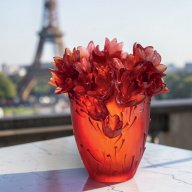 Daum Safran Large Vase – Luxury Amber and Red Crystal – SKU: 05604