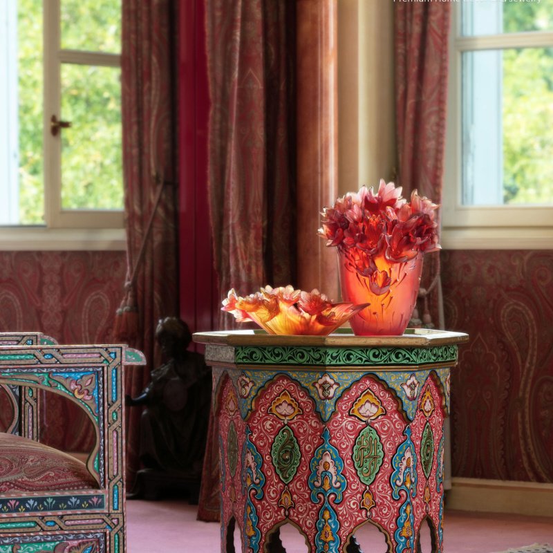 Daum Safran Large Vase – Luxury Amber and Red Crystal – SKU: 05604