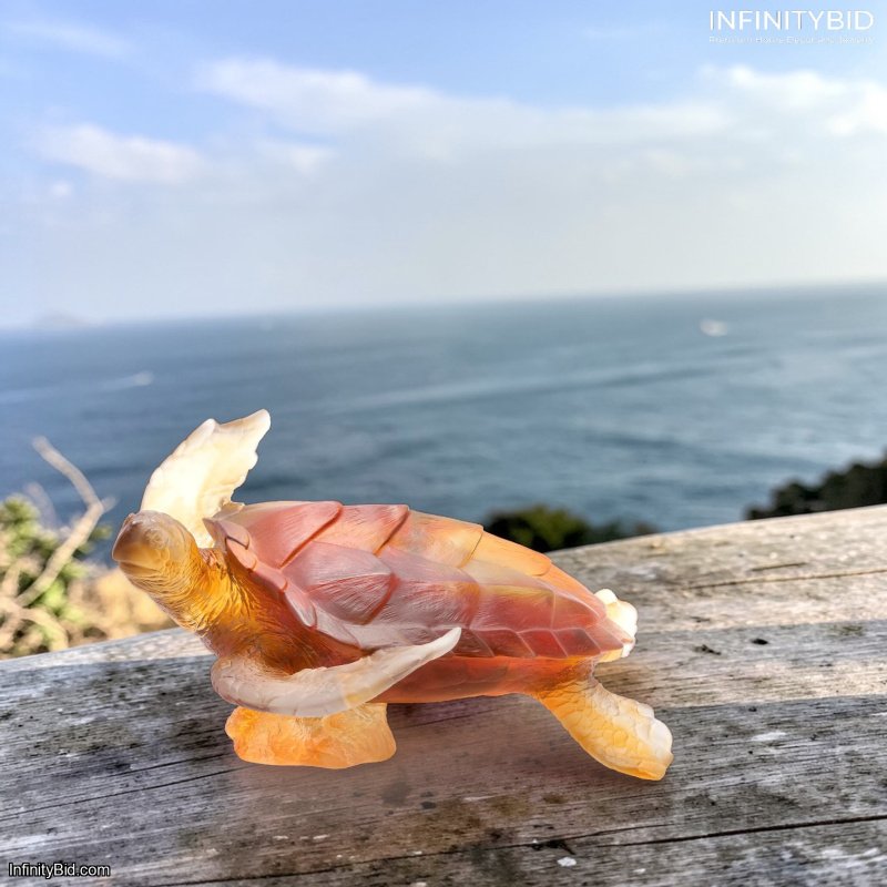 Daum Sea Turtle Sculpture – Amber Gray – SKU: 05699