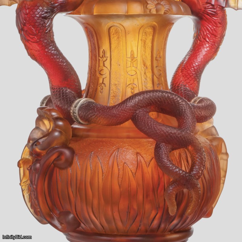 Daum Chevaux Ailés Winged Horses Vase - Amber Limited Edition  SKU: 03207-3