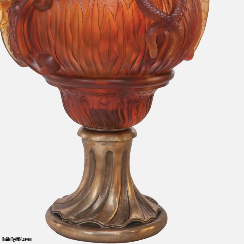 Daum Chevaux Ailés Winged Horses Vase - Amber Limited Edition  SKU: 03207-3