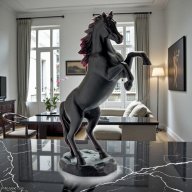 Daum 'Fierce Appaloosa Horse' Sculpture in Black Crystal | SKU: 05585-1
