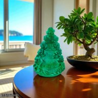 Daum France “Fir Tree” Green Crystal Sculpture – Retired Christmas Collection – SKU 05455-2