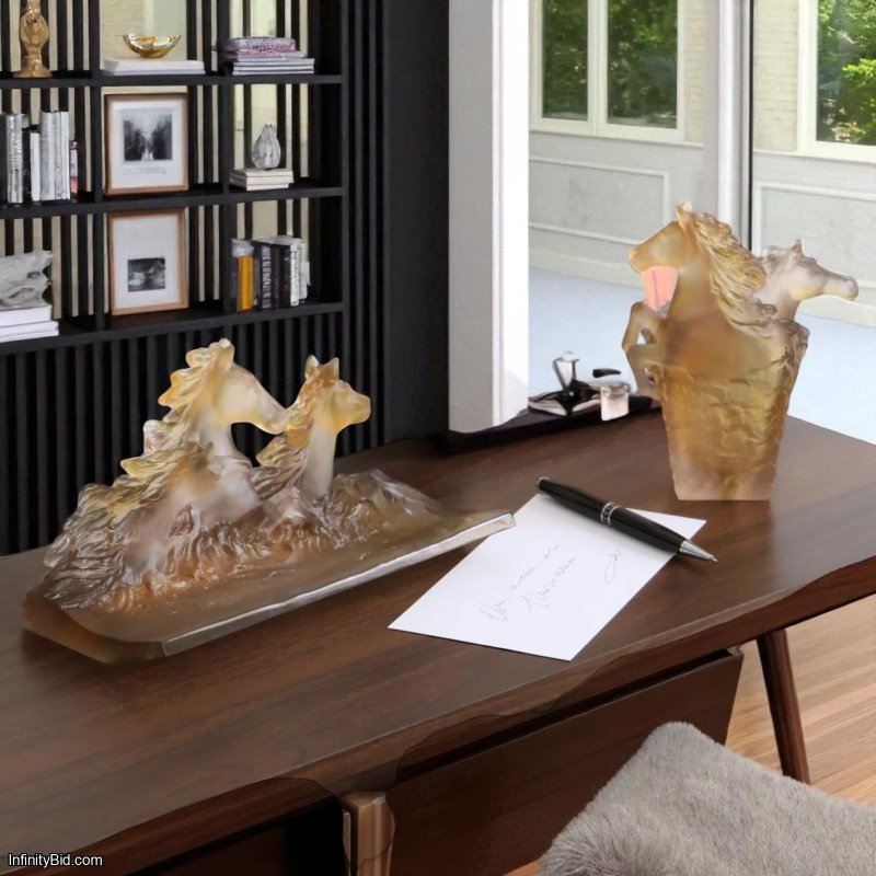 Daum Glazed Brown Pencil Tray – Cavalcade | Artistic Crystal in Chic Earth Tones SKU: 05668-2