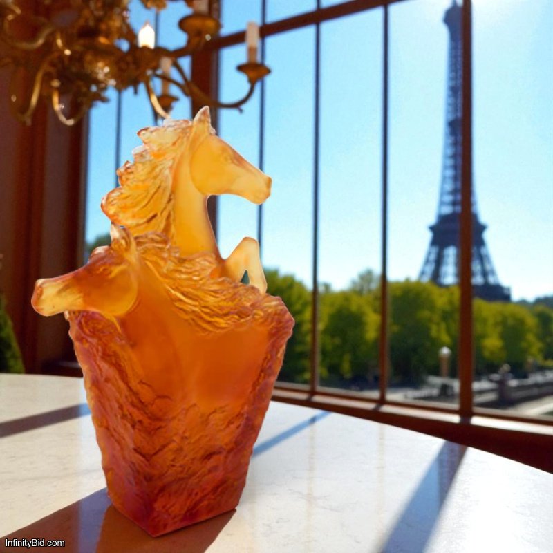 Daum Amber Cavalcade Pencil Holder | Crystal Sculpture in Numbered Edition SKU: 05715-1