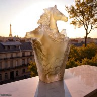 Daum Glazed Brown Pencil Holder – Cavalcade | Sculpted Elegance in Rose-Brown Crystal SKU: 05715-2