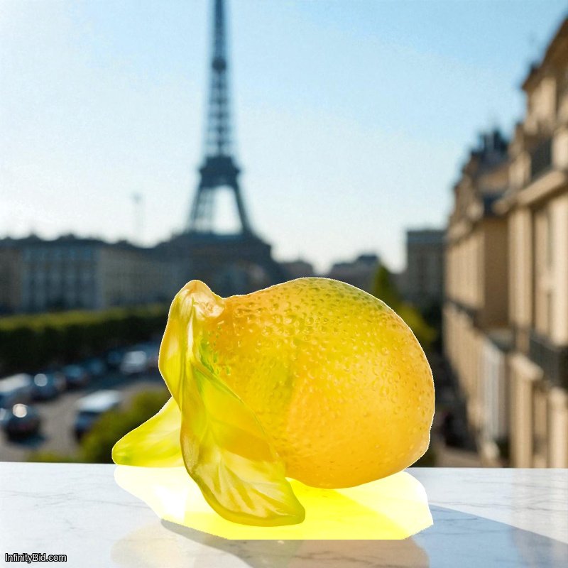 Daum Citrus Decorative Lemon – French Crystal Art Glass Figurine 05845