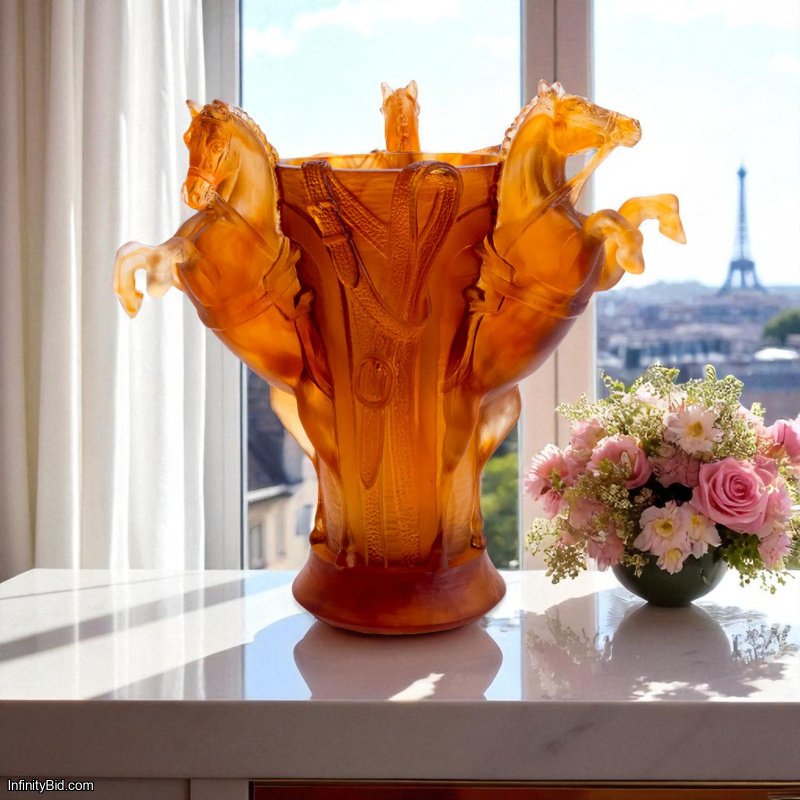DAUM Medium Vase – Rêve Équestre | Amber Crystal Elegance SKU: 05864