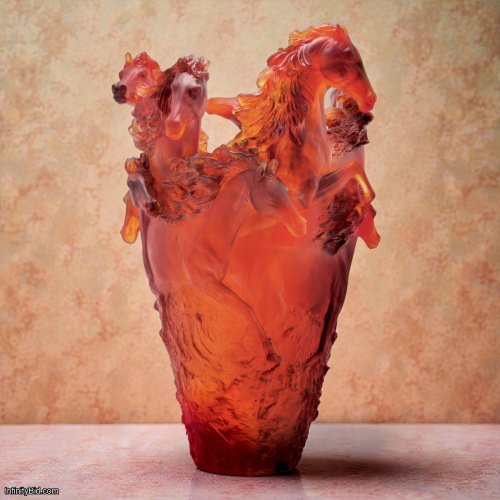 Daum Cavalcade Magnum Horse Vase – Amber Limited Edition of 175 SKU: 05381