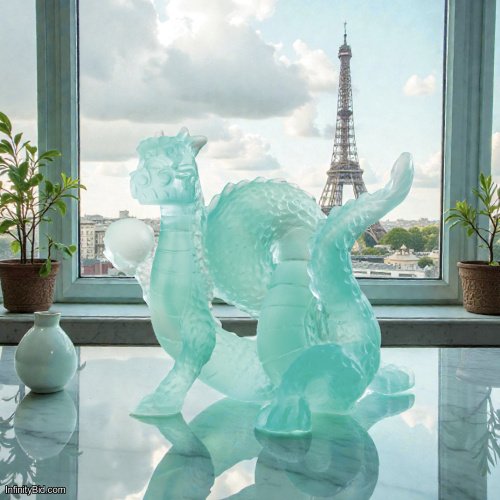 Daum Chinese Dragon Horoscope Crystal Sculpture - Green Pate de Verre - Zodiac Dragon Art - SKU 05559
