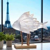 Daum Punky Fish White & Gold by Patrick Rougereau | Limited Edition Crystal Masterpiece SKU: 5822-1