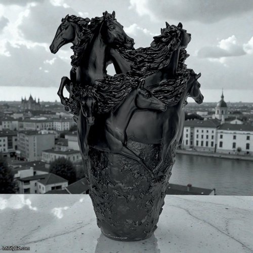 Daum Cavalcade – Magnum Horse Vase (Black) Limited Edition of 175 SKU: 05381-15