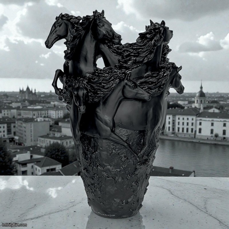 Daum Cavalcade – Magnum Horse Vase (Black) Limited Edition of 175 SKU: 05381-15