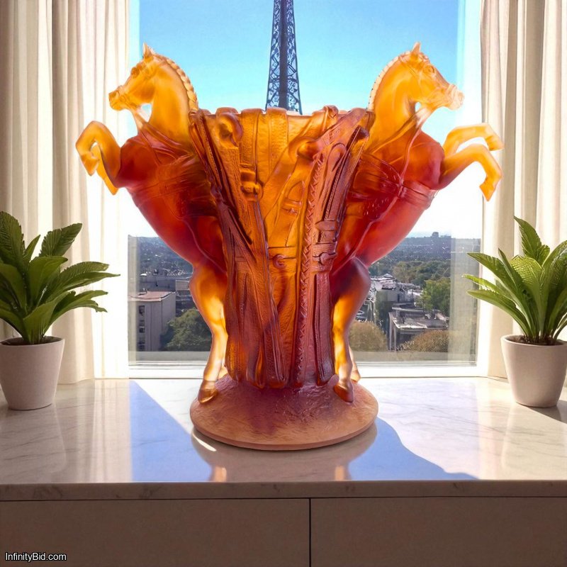 Daum Rêve Équestre Large Vase | Grand Amber Crystal Masterpiece SKU: 05863